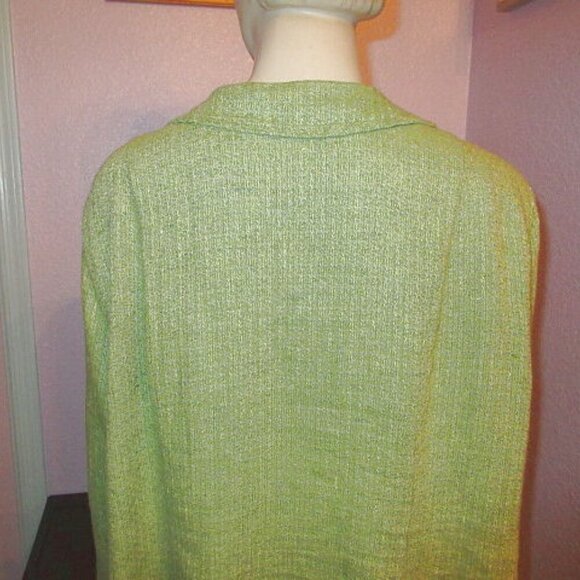 FLAX Cross Weave Linen Top Size L Tunic Tweed Button Up V-Neck Lagenlook Artsy - Picture 8 of 10